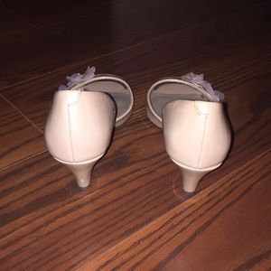 Creamy Beige, flowered open toed shoes.